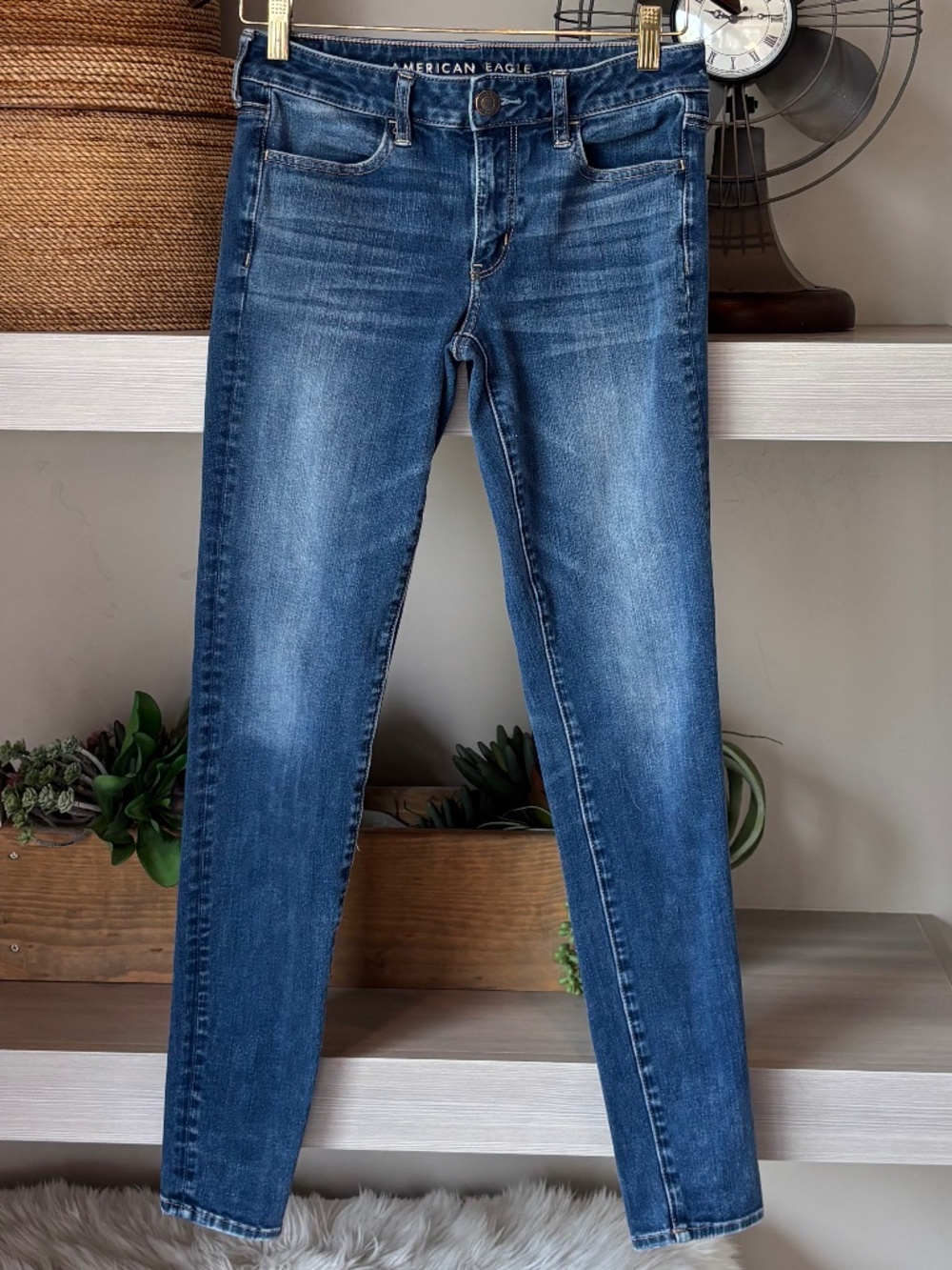 AE Stretch Skinny Jeans Dark Wash Blue 6